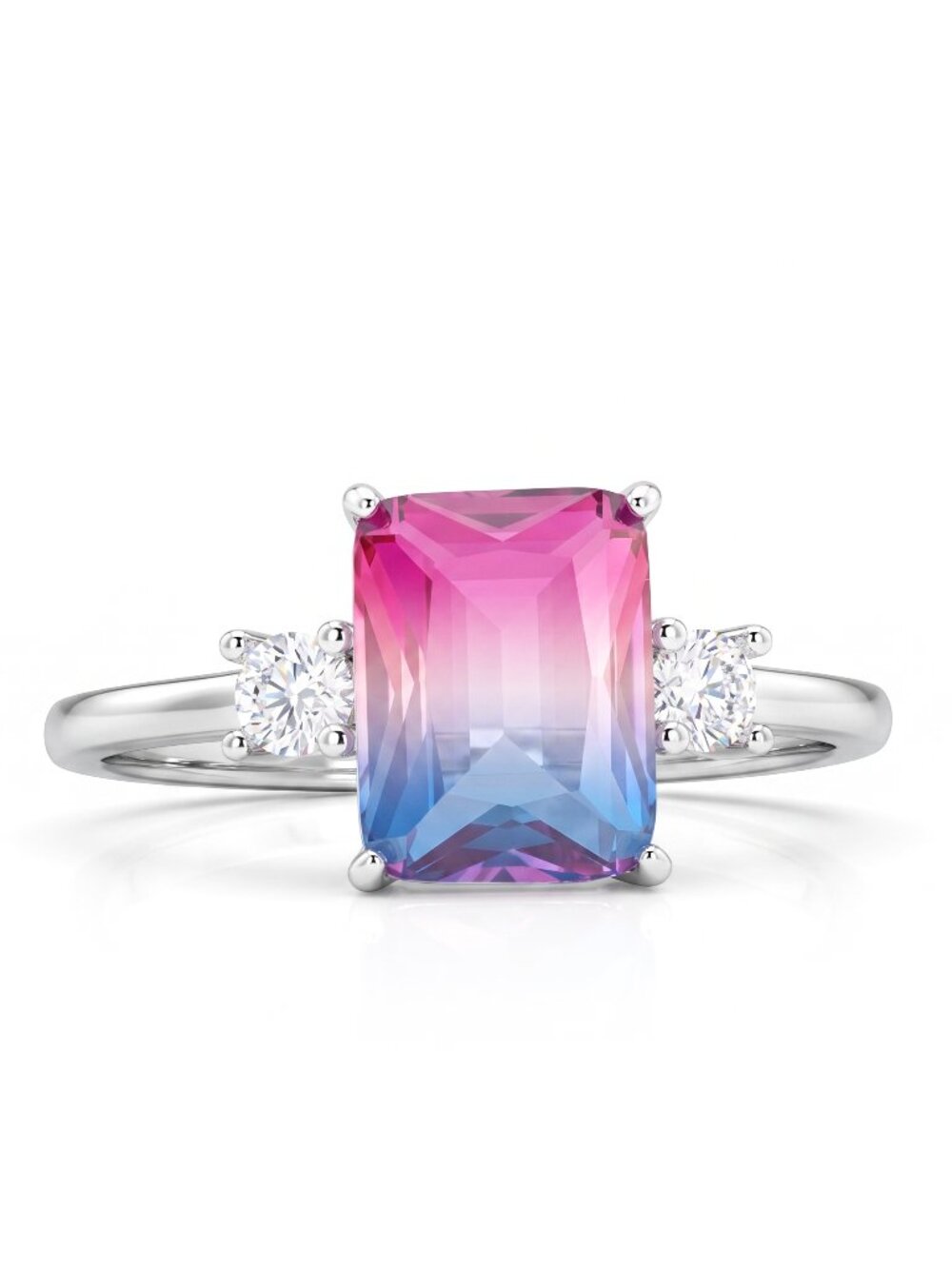 Pink Purple tourmaline stone ring, 925 Sterling Silver Charmed Aroma